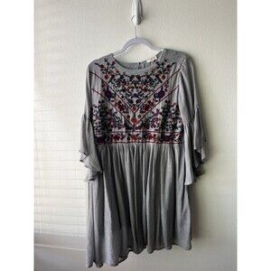 Umgee Boho Bliss! Mandy And Ally Embroidered Bell Sleeve Mini Dress. Size Large